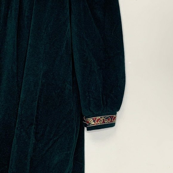 VTG Vanity Fair Green Fleece Nightgown Zip Robe Embroidery Long Sleeve Size XL - Picture 3 of 7